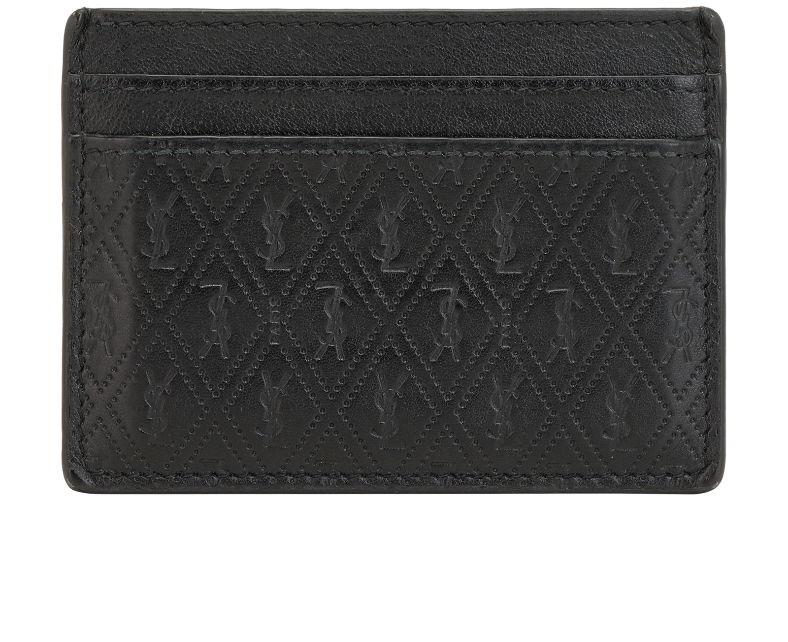 Saint Laurent Monogram Card Holder, &pound;120, Accessories, Black, Leather, Back view
